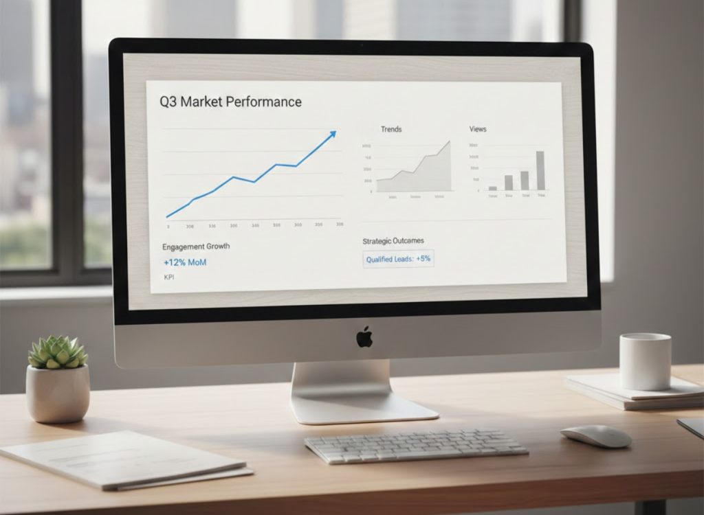 Social media analytics dashboard showing insights for real estate growth