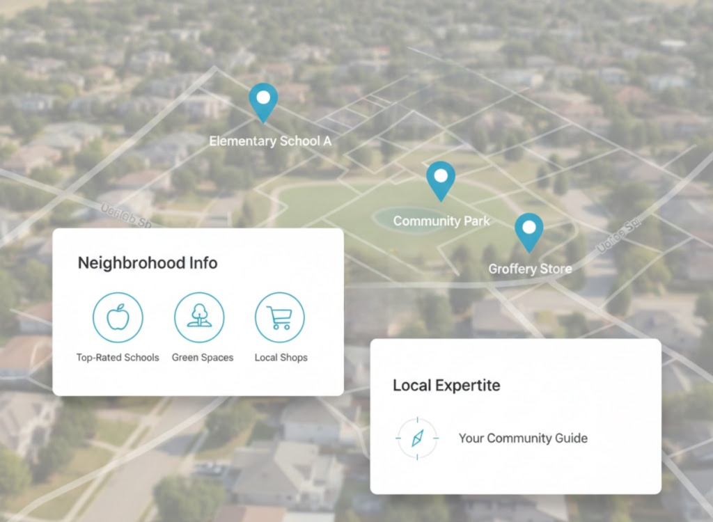 Neighborhood-focused real estate pages establishing local authority