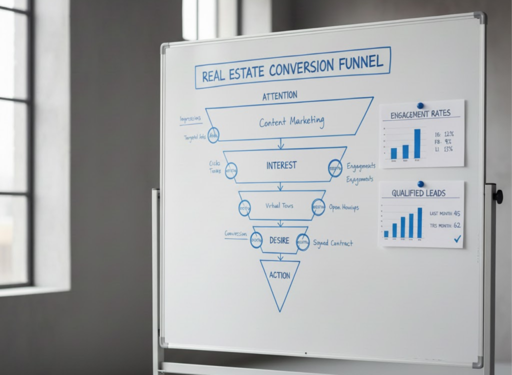 Sales funnel design driving high-intent leads for real estate agents